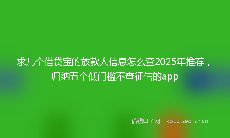 求几个借贷宝的放款人信息怎么查2025年推荐，归纳五个低门槛不查征信的app