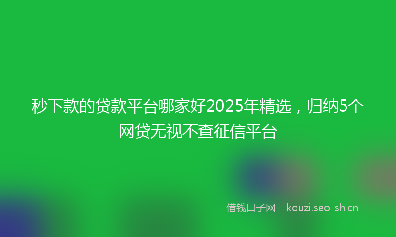 秒下款的贷款平台哪家好2025年精选，归纳5个网贷无视不查征信平台