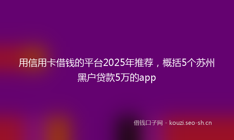 用信用卡借钱的平台2025年推荐，概括5个苏州黑户贷款5万的app