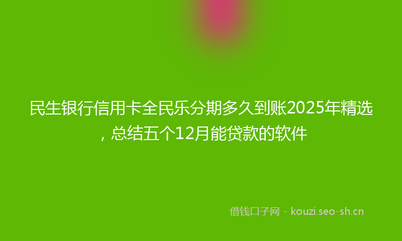 民生银行信用卡全民乐分期多久到账2025年精选，总结五个12月能贷款的软件