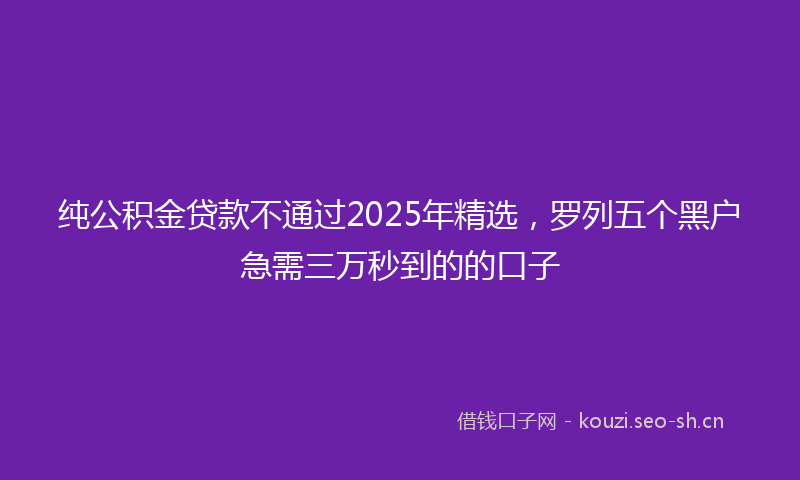 纯公积金贷款不通过2025年精选，罗列五个黑户急需三万秒到的的口子