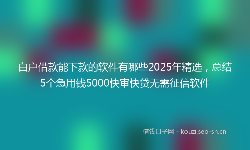 白户借款能下款的软件有哪些2025年精选，总结5个急用钱5000快审快贷无需征信软件