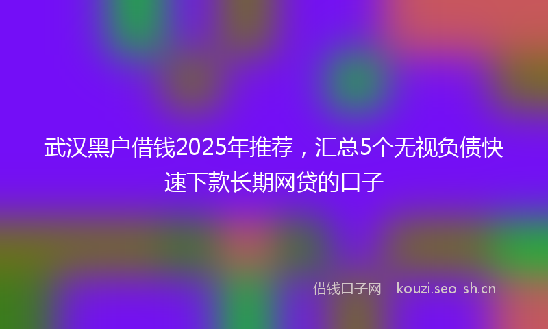 武汉黑户借钱2025年推荐，汇总5个无视负债快速下款长期网贷的口子