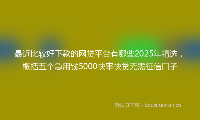 最近比较好下款的网贷平台有哪些2025年精选,概括五个急用钱5000快审快贷无需征信口子