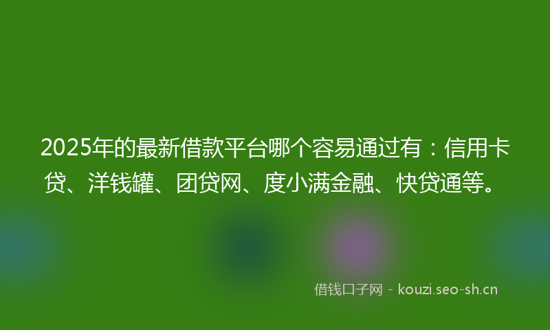 2025年的最新借款平台哪个容易通过有：信用卡贷、洋钱罐、团贷网、度小满金融、快贷通等。