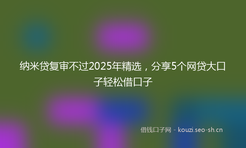纳米贷复审不过2025年精选,分享5个网贷大口子轻松借口子