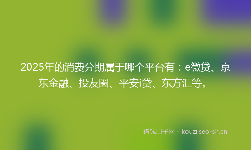 2025年的消费分期属于哪个平台有：e微贷、京东金融、投友圈、平安i贷、东方汇等。