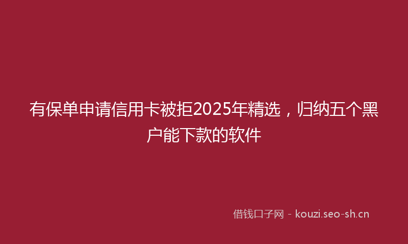 有保单申请信用卡被拒2025年精选，归纳五个黑户能下款的软件