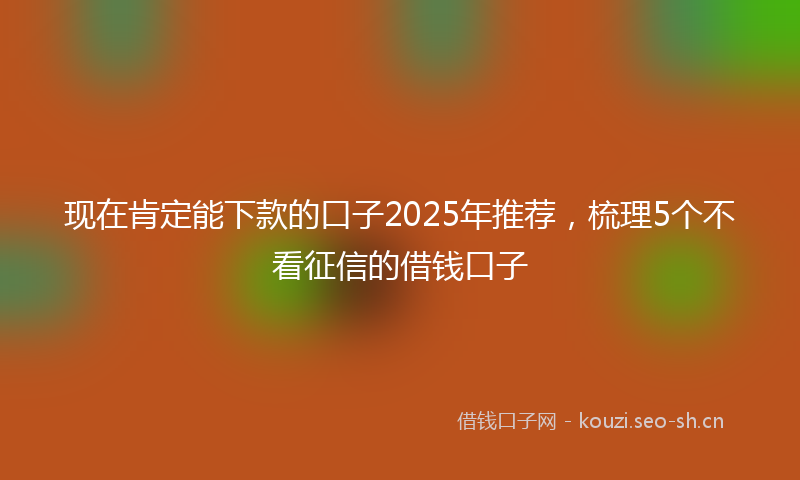 现在肯定能下款的口子2025年推荐,梳理5个不看征信的借钱口子