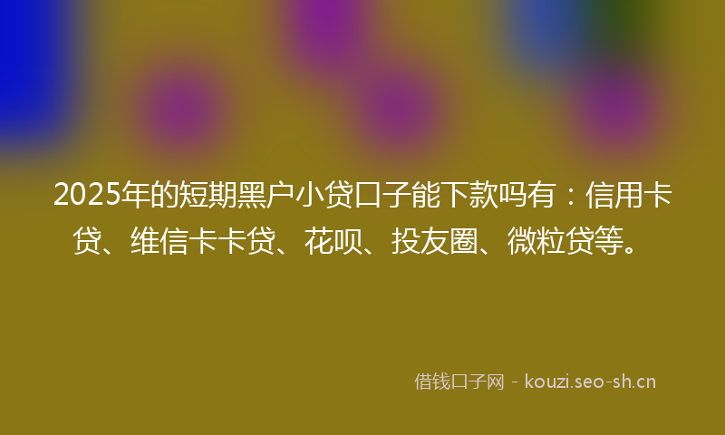 2025年的短期黑户小贷口子能下款吗有：信用卡贷、维信卡卡贷、花呗、投友圈、微粒贷等。