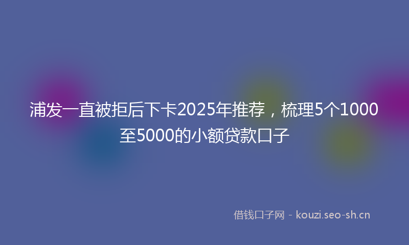 浦发一直被拒后下卡2025年推荐，梳理5个1000至5000的小额贷款口子