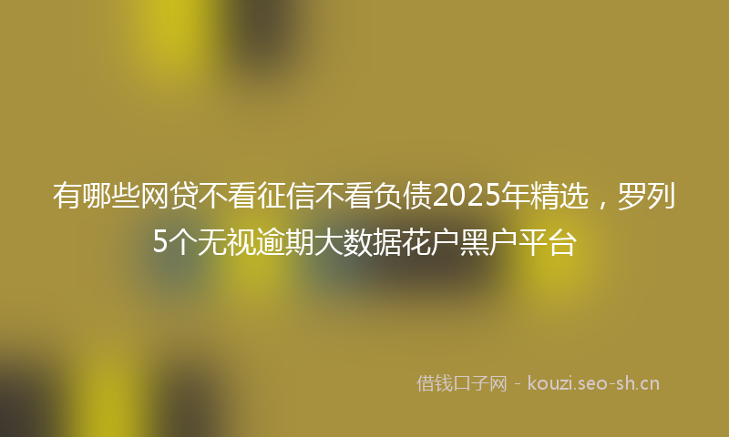 有哪些网贷不看征信不看负债2025年精选，罗列5个无视逾期大数据花户黑户平台