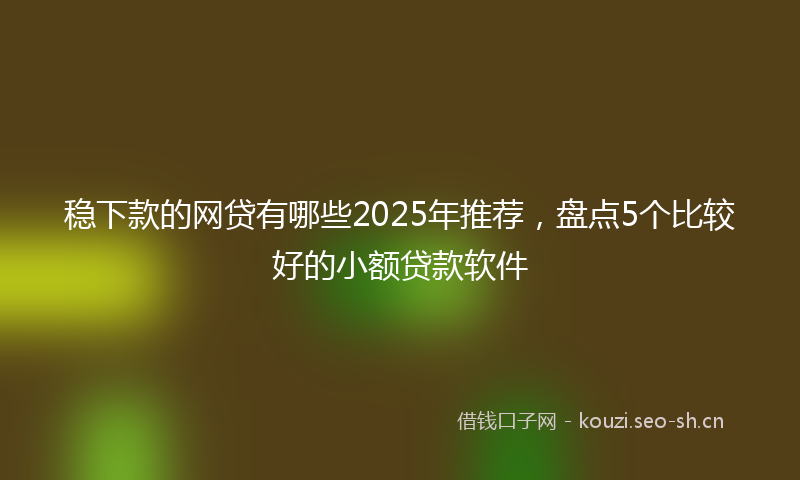 稳下款的网贷有哪些2025年推荐，盘点5个比较好的小额贷款软件
