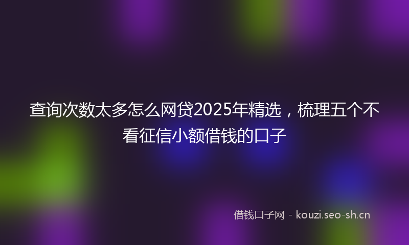 查询次数太多怎么网贷2025年精选，梳理五个不看征信小额借钱的口子