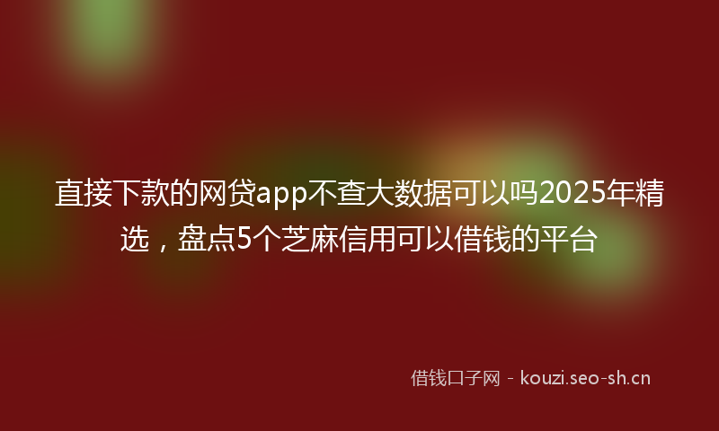 直接下款的网贷app不查大数据可以吗2025年精选，盘点5个芝麻信用可以借钱的平台