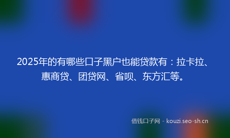 2025年的有哪些口子黑户也能贷款有：拉卡拉、惠商贷、团贷网、省呗、东方汇等。