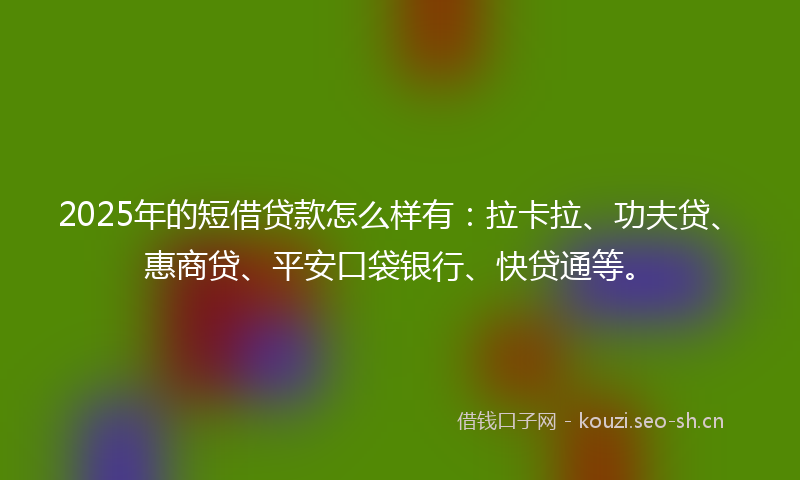 2025年的短借贷款怎么样有：拉卡拉、功夫贷、惠商贷、平安口袋银行、快贷通等。