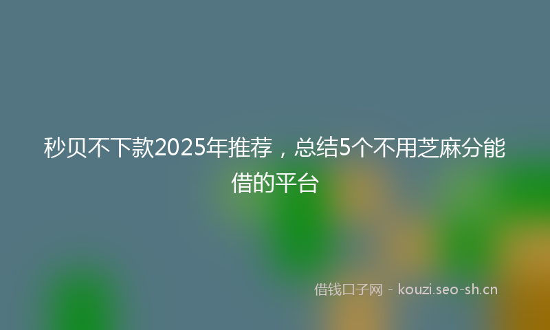 秒贝不下款2025年推荐，总结5个不用芝麻分能借的平台