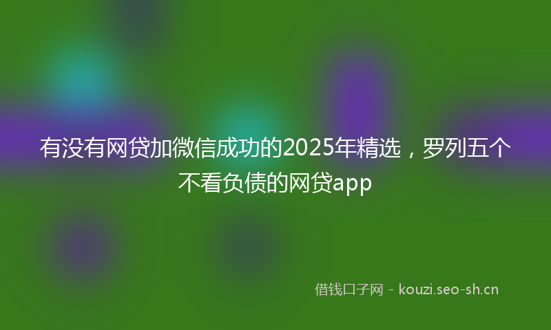 有没有网贷加微信成功的2025年精选，罗列五个不看负债的网贷app