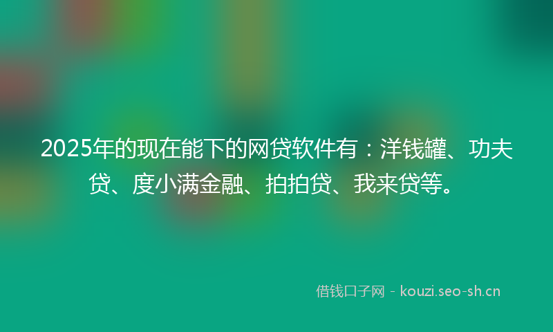 2025年的现在能下的网贷软件有：洋钱罐、功夫贷、度小满金融、拍拍贷、我来贷等。