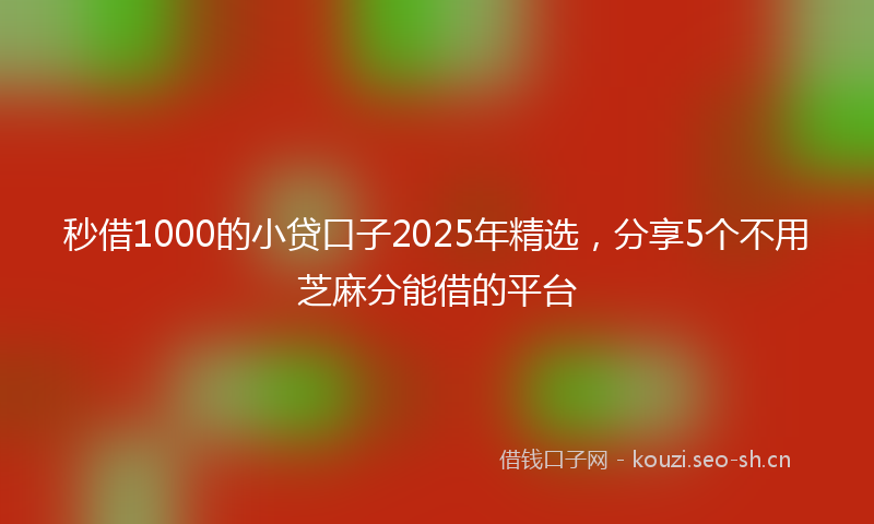 秒借1000的小贷口子2025年精选，分享5个不用芝麻分能借的平台