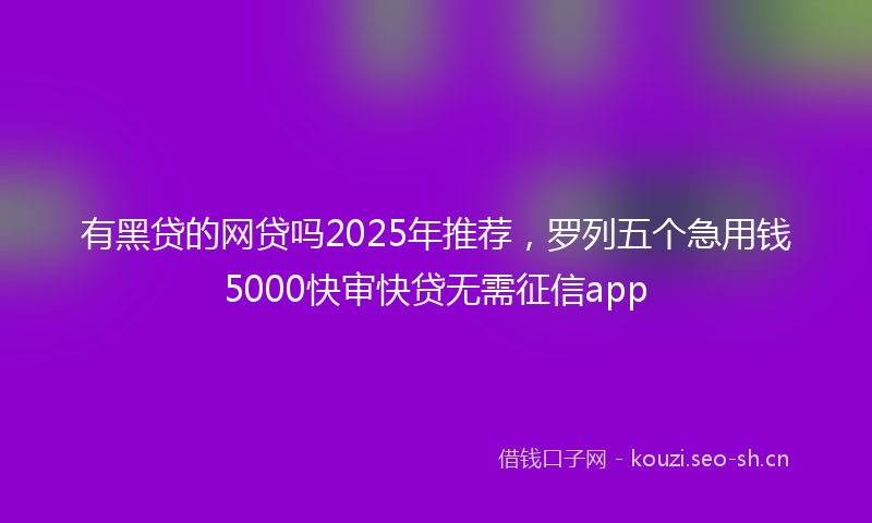 有黑贷的网贷吗2025年推荐，罗列五个急用钱5000快审快贷无需征信app