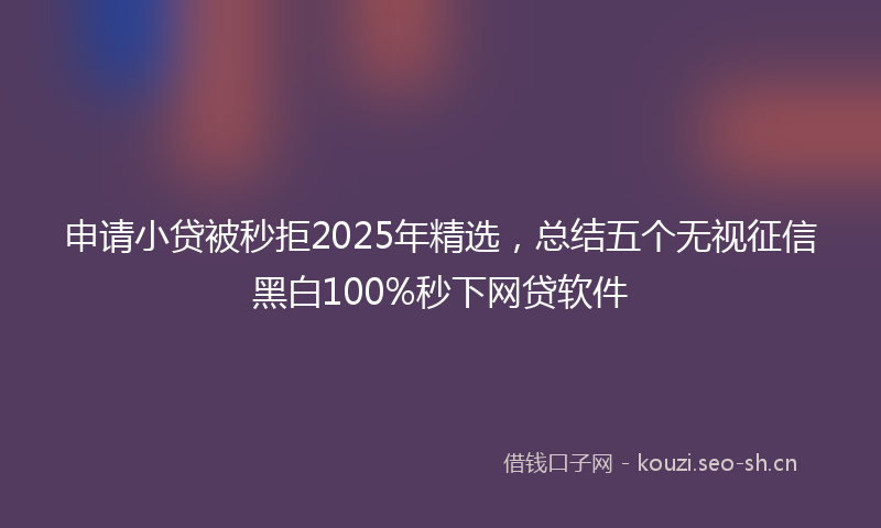 申请小贷被秒拒2025年精选，总结五个无视征信黑白100%秒下网贷软件