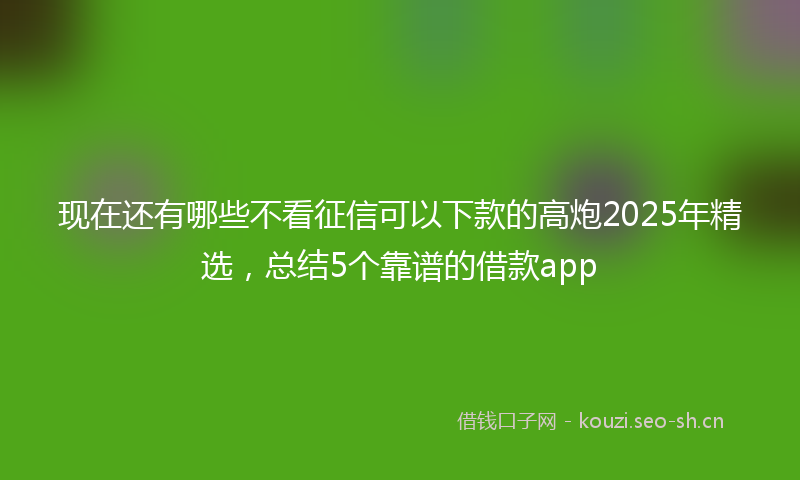 现在还有哪些不看征信可以下款的高炮2025年精选,总结5个靠谱的借款app