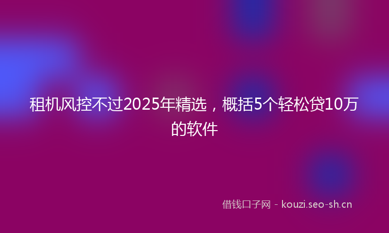租机风控不过2025年精选，概括5个轻松贷10万的软件