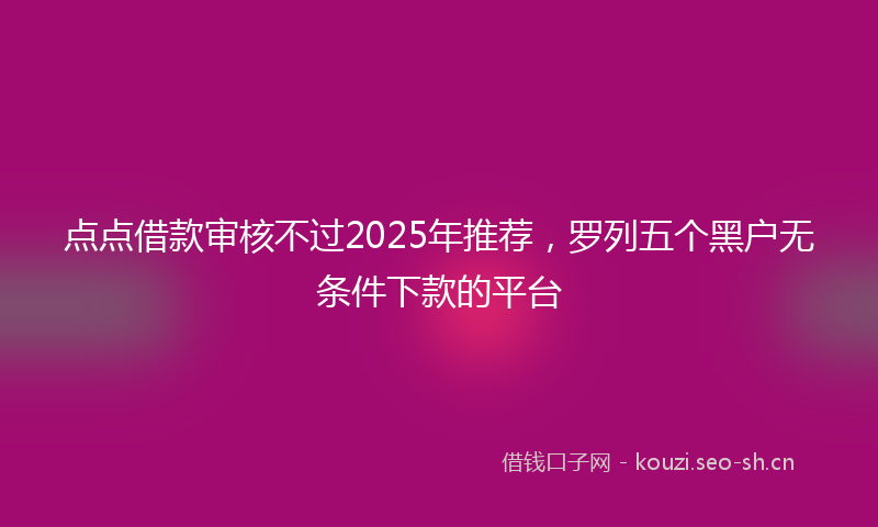 点点借款审核不过2025年推荐，罗列五个黑户无条件下款的平台