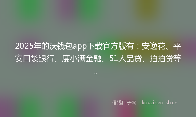 2025年的沃钱包app下载官方版有：安逸花、平安口袋银行、度小满金融、51人品贷、拍拍贷等。