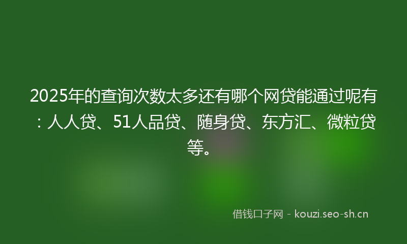 2025年的查询次数太多还有哪个网贷能通过呢有：人人贷、51人品贷、随身贷、东方汇、微粒贷等。