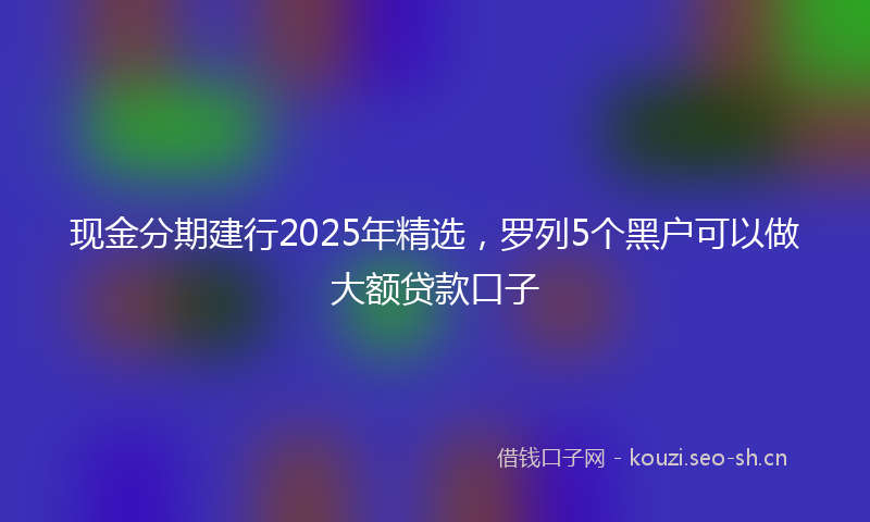 现金分期建行2025年精选，罗列5个黑户可以做大额贷款口子