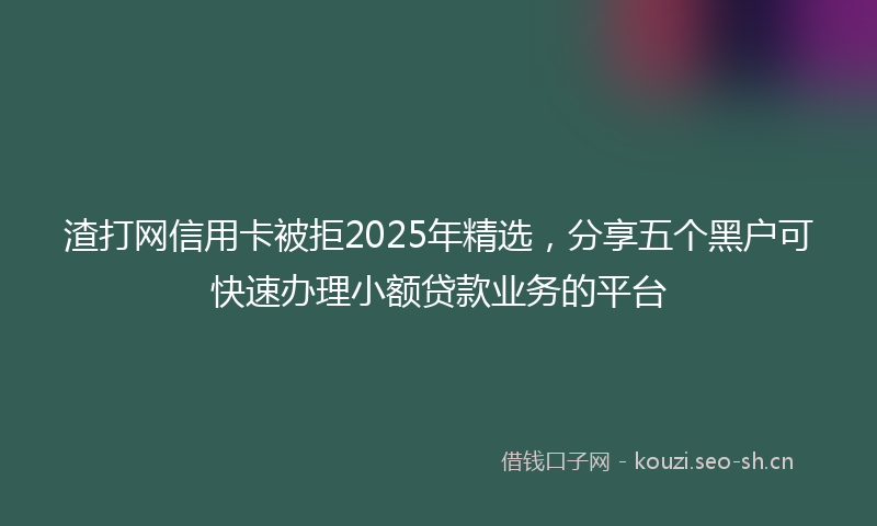 渣打网信用卡被拒2025年精选，分享五个黑户可快速办理小额贷款业务的平台