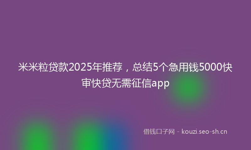 米米粒贷款2025年推荐，总结5个急用钱5000快审快贷无需征信app