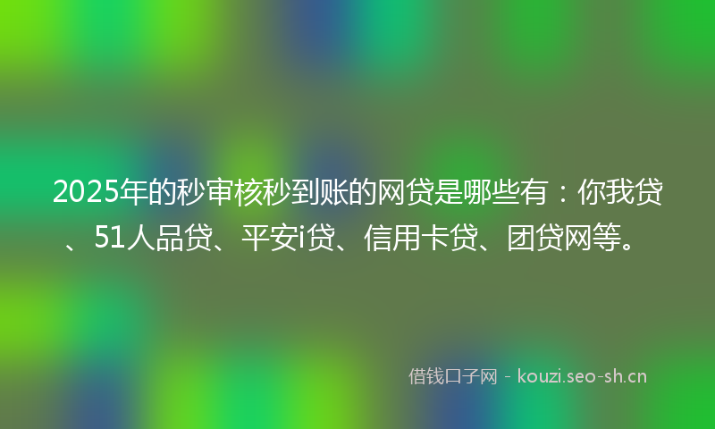 2025年的秒审核秒到账的网贷是哪些有：你我贷、51人品贷、平安i贷、信用卡贷、团贷网等。