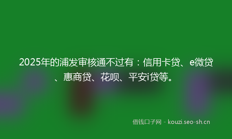 2025年的浦发审核通不过有:信用卡贷、e微贷、惠商贷、花呗、平安i贷等。