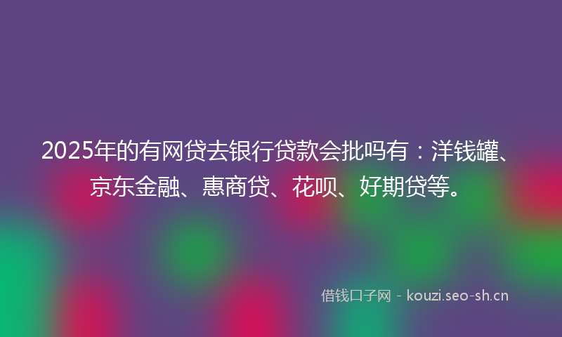 2025年的有网贷去银行贷款会批吗有：洋钱罐、京东金融、惠商贷、花呗、好期贷等。