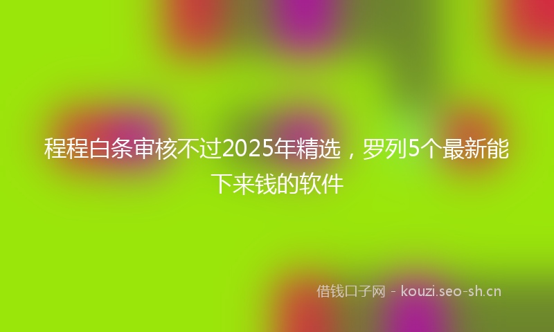 程程白条审核不过2025年精选，罗列5个最新能下来钱的软件
