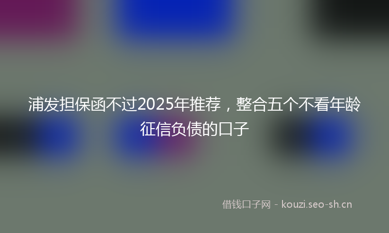 浦发担保函不过2025年推荐,整合五个不看年龄征信负债的口子