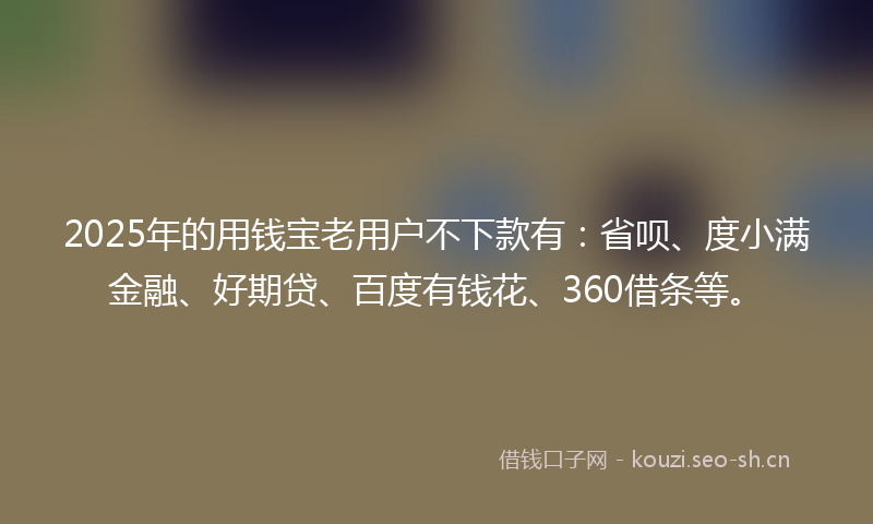 2025年的用钱宝老用户不下款有：省呗、度小满金融、好期贷、百度有钱花、360借条等。