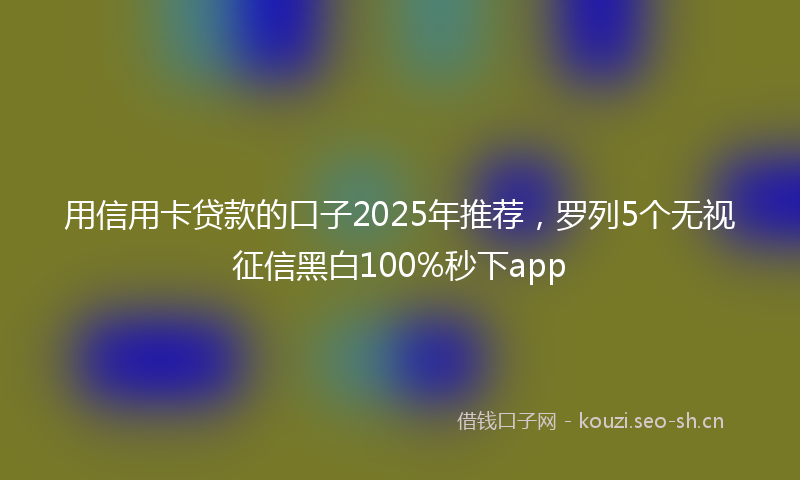 用信用卡贷款的口子2025年推荐，罗列5个无视征信黑白100%秒下app