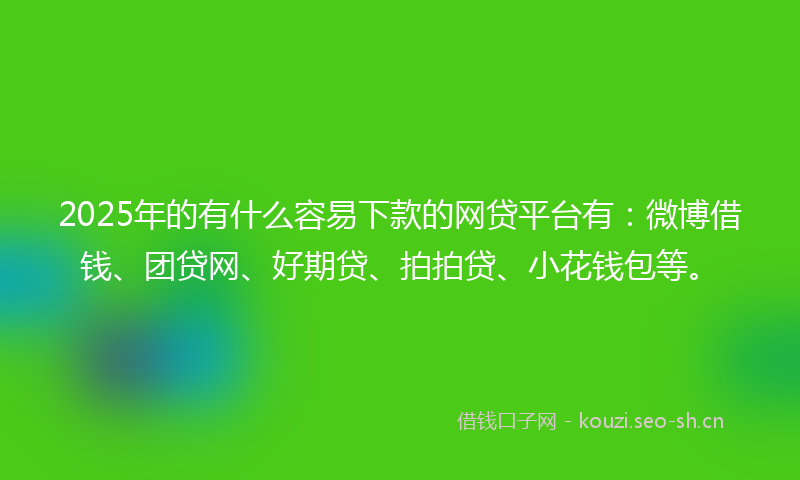 2025年的有什么容易下款的网贷平台有：微博借钱、团贷网、好期贷、拍拍贷、小花钱包等。