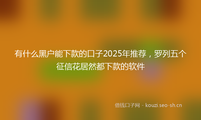 有什么黑户能下款的口子2025年推荐，罗列五个征信花居然都下款的软件