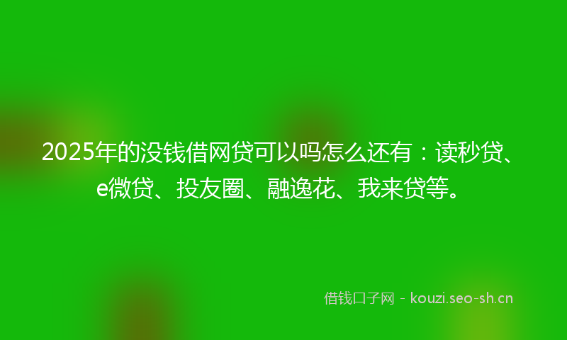 2025年的没钱借网贷可以吗怎么还有：读秒贷、e微贷、投友圈、融逸花、我来贷等。