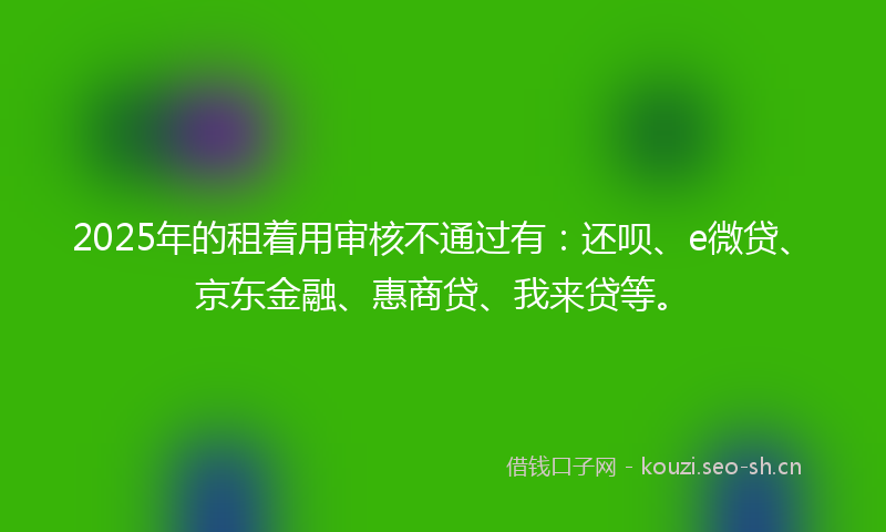 2025年的租着用审核不通过有：还呗、e微贷、京东金融、惠商贷、我来贷等。