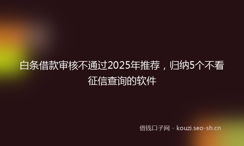 白条借款审核不通过2025年推荐,归纳5个不看征信查询的软件