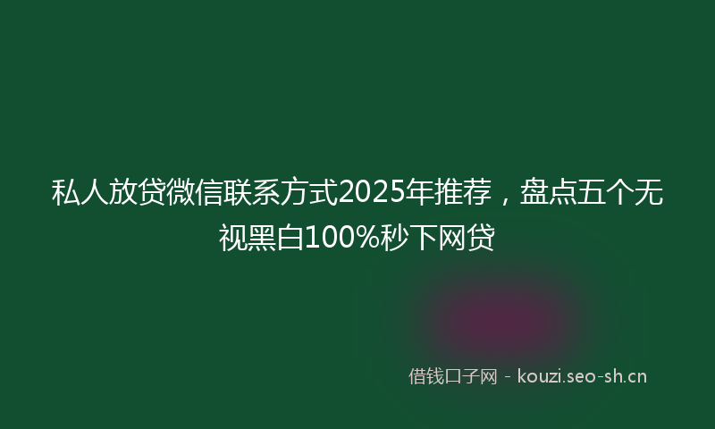 私人放贷微信联系方式2025年推荐，盘点五个无视黑白100%秒下网贷