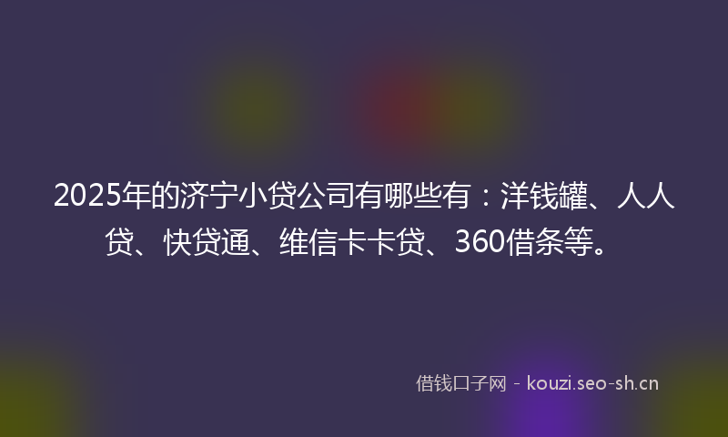 2025年的济宁小贷公司有哪些有：洋钱罐、人人贷、快贷通、维信卡卡贷、360借条等。