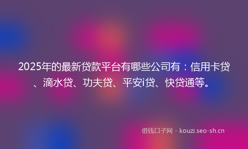 2025年的最新贷款平台有哪些公司有：信用卡贷、滴水贷、功夫贷、平安i贷、快贷通等。